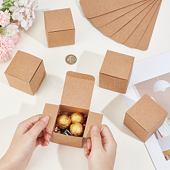 折りたたみ式スクエアクラフト紙製メーラーボックス  淡い茶色  6x6x6cm&nbsp;CBOX-WH0005-04