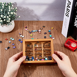 Деревянная книжная полка с акриловыми книгами мини-модель DJEW-WH0015-148