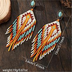 Boho-Ohrstecker mit Quasten aus Glasperlen&nbsp;EB9542-3