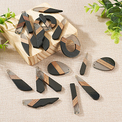 20 pièces 10 styles de pendentifs en résine et bois de noyer&nbsp;RESI-TA0001-62