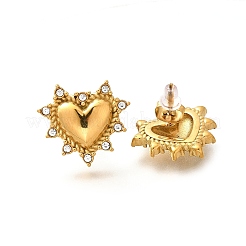 Серьги-гвоздики из нержавеющей стали 304 с микропаве из прозрачных кубических цирконий&nbsp;EJEW-R012-03G