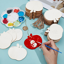 Яблоко незаконченные пустые деревянные подвески для живописи&nbsp;HJEW-WH0063-005