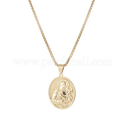 Collares con colgante ovalado de latón con imagen de santo en relieve&nbsp;WGCCA68-01