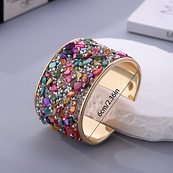 女性用鉄ラインストーンカフバングル  水晶と  ゴールドカラー  内径：1/4インチ（0.57cm）&nbsp;FS-WGA6AD4-01
