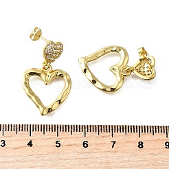 Полые латунные серьги-гвоздики с микропаве из прозрачных кубических цирконий&nbsp;EJEW-Z099-02G-02