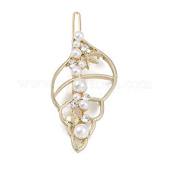 Заколки для волос из пластика с имитацией жемчуга и стразами из сплава AJEW-A056-03D