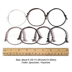 14шт. набор браслетов из хлопкового шнура 7 цветов для мужчин и женщин&nbsp;BJEW-FS00025-04