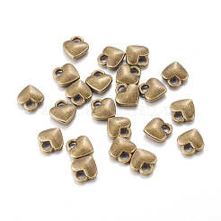 チベット風合金ハートチャーム  カドミウムフリー＆鉛フリー  アンティークブロンズ  8x7x2.5mm  穴：2mm&nbsp;TIBEP-LFH260Y-AB-LF