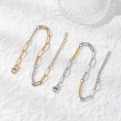 2 шт. браслеты из нержавеющей стали 304 с цепочкой и скрепками для женщин&nbsp;BJEW-JB12748