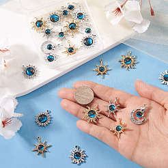 24pcs6スタイルアロイラインストーンペンダント  星/太陽/月のチャーム  混合図形  21.5~24x17~22x4~5.5mm  穴：1.6~2.3mm  4個/スタイル&nbsp;FIND-TA0010-82