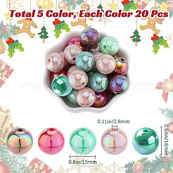 Weihnachtsthema 100 Stück 5 Farben undurchsichtige Acrylperlen&nbsp;MACR-SP0001-01B-04