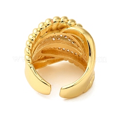 Открытые манжеты из латуни с микропаве и прозрачным цирконием для женщин RJEW-A048-13G