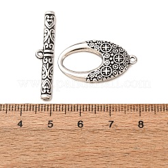 真鍮製マンテル  ティアドロップ  カドミウムフリー＆鉛フリー  アンティークシルバー  バー：33x4x2.5mm  リング：27.5x16x3mm&nbsp;KK-CJC6001-01B-AS-RS