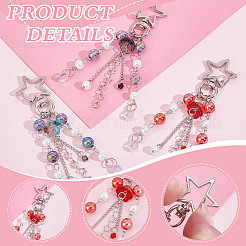 6 pieza de decoración colgante de vidrio y acrílico y lampwork de 3 colores&nbsp;HJEW-GA00010