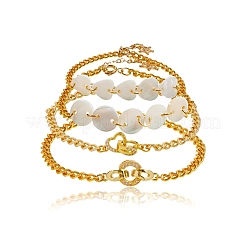 Браслеты с подвесками из латуни и браслеты с цепочкой для бордюров&nbsp;BJEW-SZ0001-005G