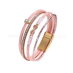 インフィニティリンク PUレザー マルチ連ブレスレット  磁気クラスプ付  ピンク  8-1/8インチ（20.5cm）&nbsp;PW-WG98932-01