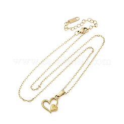 Ожерелья с подвеской в форме сердца из нержавеющей стали 304&nbsp;NJEW-M096-34G
