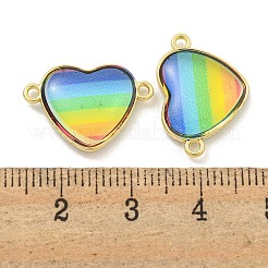 Ciondoli per connettori in resina color arcobaleno con pavé in ottone placcato a cremagliera&nbsp;KK-M290-03B-G