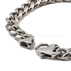 変色しない304ステンレススチール製キューバンリンクチェーンブレスレット  ステンレス鋼色  8-7/8インチ（22.6cm）&nbsp;NJEW-D050-02D-P