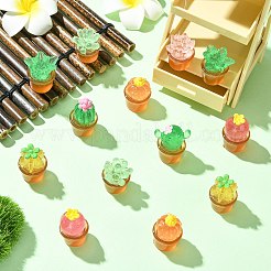 40 pièce de 8 styles de décorations d'affichage de cactus en résine transparente&nbsp;DJEW-CJ0001-31