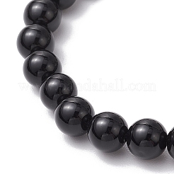 Браслеты из натуральных круглых бусин обсидиана BJEW-JB11599-01
