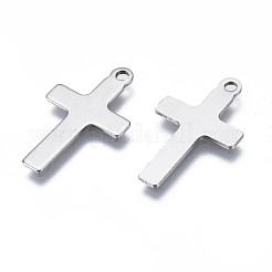 変色しにくい201ステンレススチールペンダント  空白タグのスタンプ  クロス  ステンレス鋼色  23x12x1mm  穴：1.6mm&nbsp;STAS-N095-025