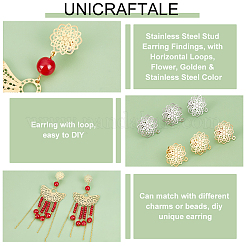 24 шт. 2 цвета фурнитура для сережек-гвоздиков из нержавеющей стали 304&nbsp;STAS-UN0040-80