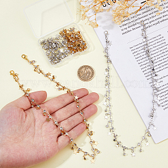 4 шт. 2-цветные латунные цепочки с микропаве из прозрачного кубического циркония для ремешков на сапоги&nbsp;HJEW-HS00057