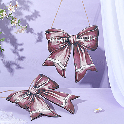 2 pz di ornamenti natalizi in legno con fiocco da appendere&nbsp;HJEW-GO0001-21