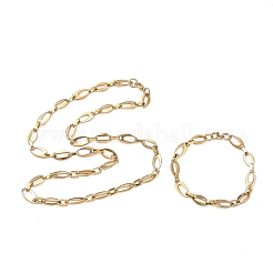 Sets aus hohlen ovalen Gliederketten und Armbändern aus Edelstahl 304&nbsp;SJEW-D091-07G