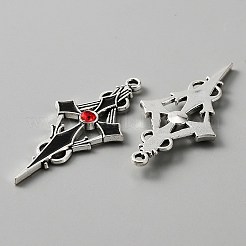 Подвеска в виде креста из сиамских страз с черной эмалью.&nbsp;ENAM-WH0001-06AS-02