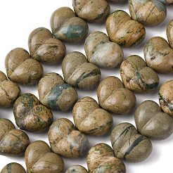 Натуральные бусины с прожилками зеленого дракона&nbsp;G-D098-B03