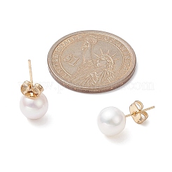 天然パールのスタッドピアス  女性用304ステンレスジュエリー  ホワイト  20x8~8.5mm  ピン：0.6mm&nbsp;EJEW-JE05250
