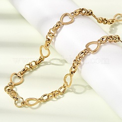 Set di gioielli con collana e bracciale a catena a forma di cuore in acciaio inossidabile 304&nbsp;SJEW-L199-08G