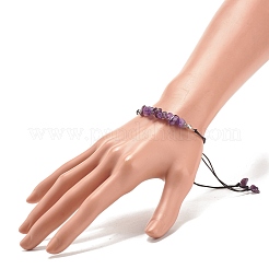 Geflochtenes Perlenarmband aus natürlichen Amethystsplittern&nbsp;BJEW-JB08019-09