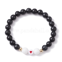 Ensemble de bracelets extensibles en jade naturel malaisien et hématite synthétique&nbsp;BJEW-JB10041