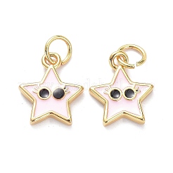 Настоящие 18-каратные позолоченные латунные эмалевые подвески&nbsp;KK-L206-019G-02