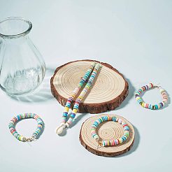 Flache runde handgemachte Polymer Clay Perle Spacer&nbsp;CLAY-R067-3.0mm-43