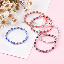 Bracelets extensibles en perles de chalumeau ronds faits à la main&nbsp;BJEW-JB05974