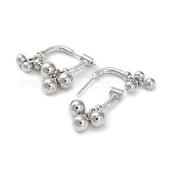Латунные серьги-гвоздики с круглыми шариками и подвесками EJEW-K255-01P