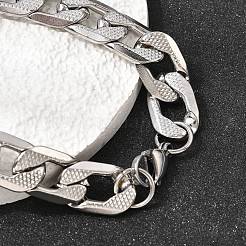 Bracelets à maillons cubains en acier inoxydable 201 pour femmes et hommes&nbsp;STAS-T077-19A-04P