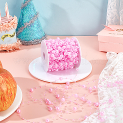 1 рулон пластиковых цепочек с круглыми бусинами в виде жемчужин DIY-SC0025-23