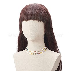 2 個 2 スタイル手作りミルフィオーリ ガラス & 天然パール & ガラスシード ビーズ ネックレス セット女性用  ミックスカラー  14.57~15.75インチ（37~40cm）  1個/スタイル&nbsp;NJEW-JN04185
