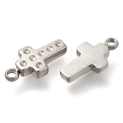 変色防止304ステンレススチールチャーム  クロスチャーム  ステンレス鋼色  12x6x2mm  穴：1.4mm&nbsp;STAS-P369-12P