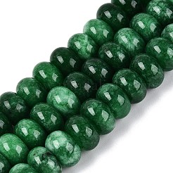 天然石ホワイトジェイドビーズ連売り  滑らかなロンデル  染め  グリーン  12x7.5mm  穴：0.5~1.2mm  約48~56個/連  14.17~16.73インチ（36~42.5cm）&nbsp;G-Q613-02A-12
