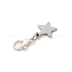 スター 304 ステンレス ペンダント デコレーション  亜鉛合金カニカン付き  プラチナ＆ステンレス鋼色  26.5mm&nbsp;HJEW-JM03572