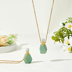 Colliers pendentifs ovales en forme de flacon de parfum en aventurine verte naturelle&nbsp;NJEW-WH0022-40C