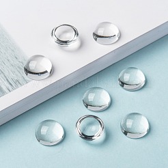透明な半円形のガラスカボション  透明  14~15x7~8mm&nbsp;X-GGLA-R027-14mm