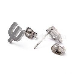 Серьги-гвоздики из нержавеющей стали 304 с греческим алфавитом&nbsp;STAS-D007-07P-15