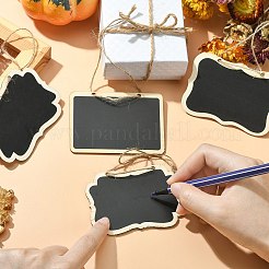 30 個 3 スタイルミニ木製吊り黒板  かわいい黒板のクラフト装飾  ジュートより糸付き  長方形  ブラック  16~20.5cm  10個/スタイル&nbsp;HJEW-CJ0001-04